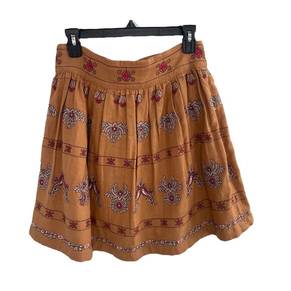 By Anthropologie Meghan Embroidered Mini Skirt Womens Size 12 - Picture 8 of 10